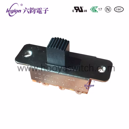Metal 3A 250VAC Vertical 2 Pole 3 Position Slide Switch