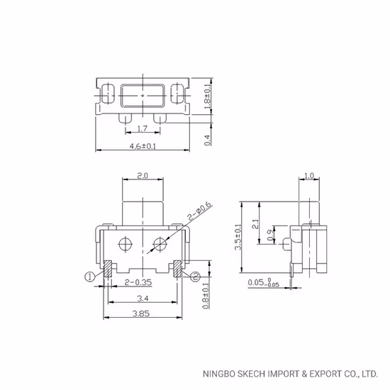2.3X4.6mm Miniature Tact Switch SMT/SMD Density Mounting Type Horizontal Push Button Switch for Various Mobile Devices