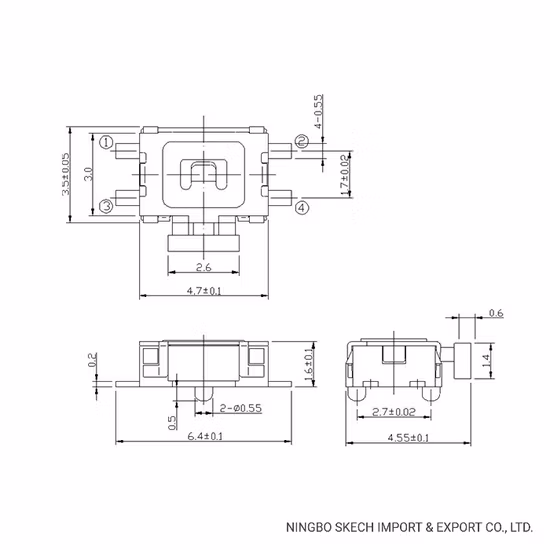 3.5X4.7mm Miniature Push Button Tactile Switch SMD/SMT Mounting Flat Terminal Horizontal Push Tact Switch