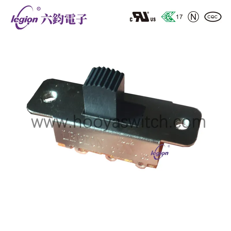 Metal 3A 250VAC Vertical 2 Pole 3 Position Slide Switch