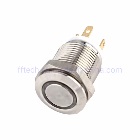 Stainless Waterproof Car Dash IP65 Flat 5A Metal 24V LED Illuminated Momentary 25mm (Dia. 25mm) Push Button Switch